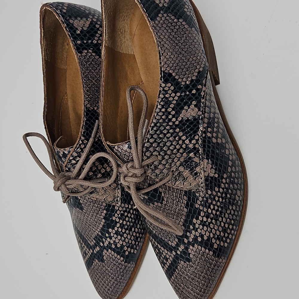 Lucky Brand Erreka Snakeskin Lace-Up Derby Oxfords Womans 7M - Picture 3 of 11